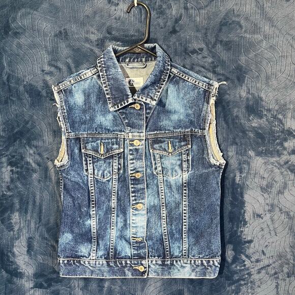 Arizona Jackets & Blazers - Vintage Y2K Arizona The Original Blue Denim Jean Trucker Vest Womans Size Small